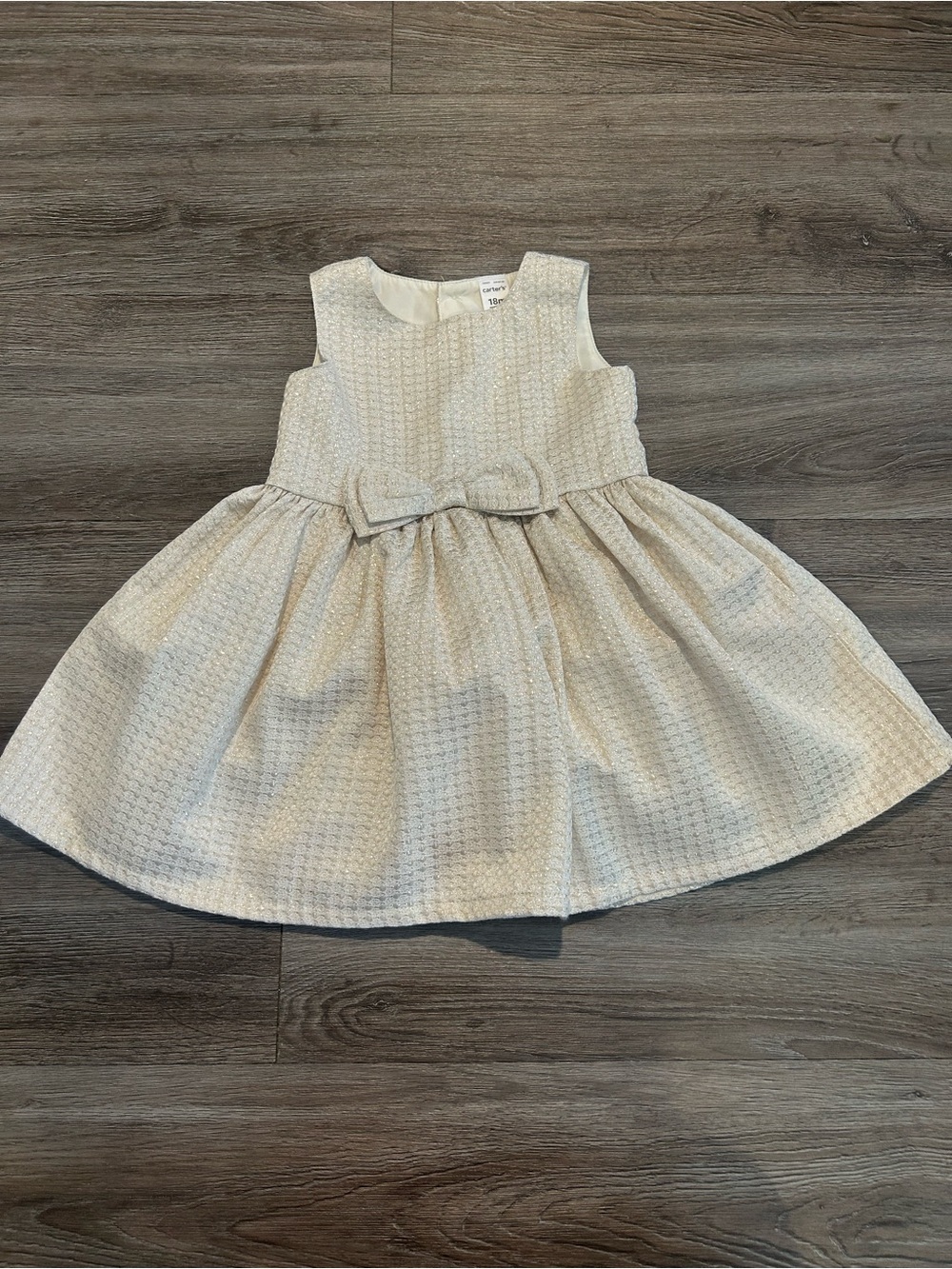 Carter's Cream Textured Bow Waist Party Dress